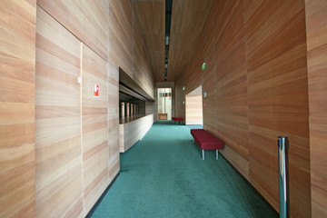 0494 - corridor, wood walls and green velvet carpet