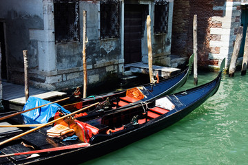 Fototapeta na wymiar Gondola at the canal in Venice. Italy.