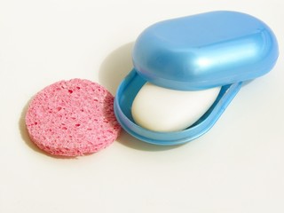 white soap and pink 