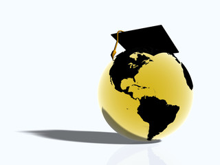 Illustration, background of golden glass world globe