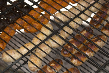 Barbecue with fresh meat on grill