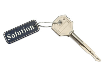 Key with label Solution, isolated on white background