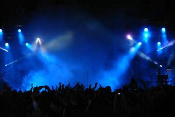 Obraz na płótnie Canvas Doping kibiców na koncert, muzycy na scenie