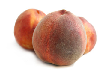 Peaches. Delicious Fruits, Still life composition over the white