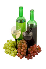 Obraz na płótnie Canvas Białe i czerwone wino z winogron