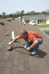 Roofer working