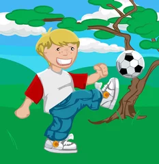 Kussenhoes Een jonge jongen die graag voetbalt © Christos Georghiou