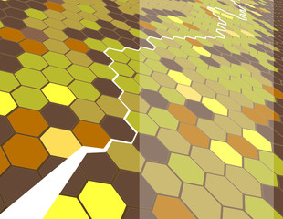 Background featuring hexagons.