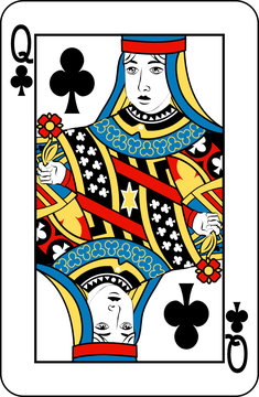 Queen of clubs from deck of playing cards
