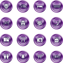 Tourist locations icon set