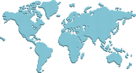 A world map made up of 3d pillars.