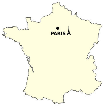 Carte de France signalant Paris