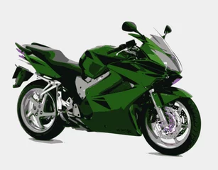Abwaschbare Fototapete Motorrad grüne Sportlerin