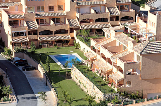 Sunny apartment block on Spanish urbanisation