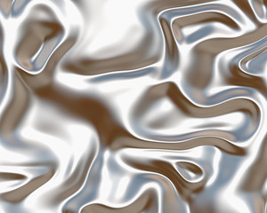 image of luxurious flowing silk or satin fabric in silver - obrazy, fototapety, plakaty