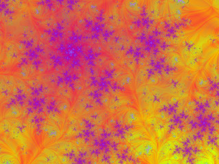 Fractal rendition pf purple flowers during fall foliage