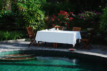 Table by the pool