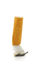 Cigarette stub isolated over a white background