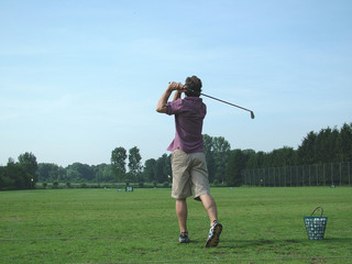Practising at the driving range