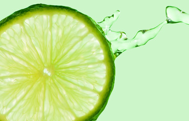 Fototapeta na wymiar Lime Splash on Green