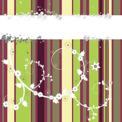Vector - Bright and colorful stripes with floral grunge.
