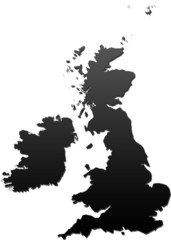 British Isles Map: Black