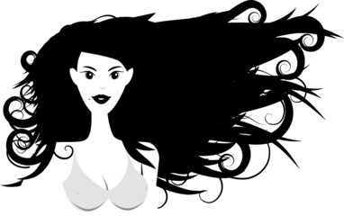 Vector - Girl in bikini posing with wind blowing in her hair