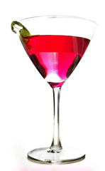 Pink Martini with lime on white