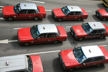 Red taxis in hong kong