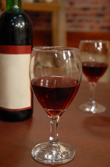 Wine glass with bottle