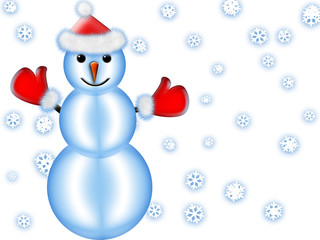 christmas winter background with snowman