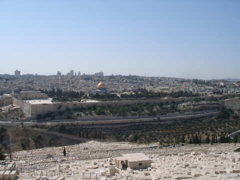 View on temple rock and Jewish cemetery Jerusalem