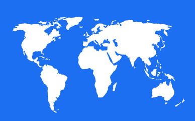 Fototapeta na wymiar world map on blue