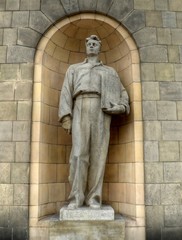 Socialist realism worker statue