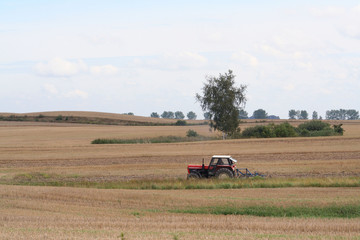 A tractor on a field