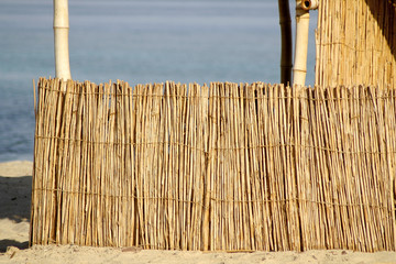reed hut on beach, red sea, sinai, egypt