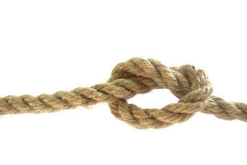 Reef or square knot over white background