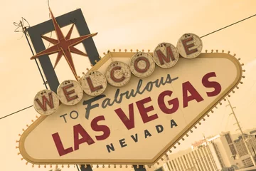 Foto op Canvas Las Vegas Sign Front Sepia © Bryan Busovicki