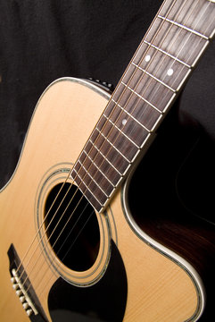 Front of acoustic guitar with cut away