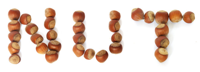 word nut made of hazelnuts