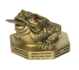 three-pad frog with a coin as symbol of money and wealth