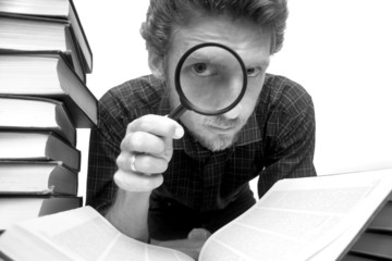 Man with magnifier