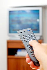 Photo of a TV remote control.