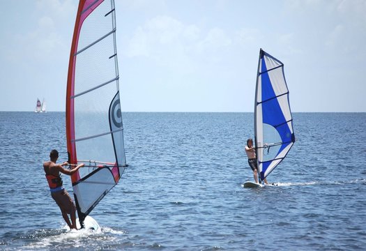 Novice Windsurfers on Biscayne Bay