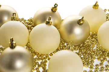 Gold and cream globes, baubles and beads