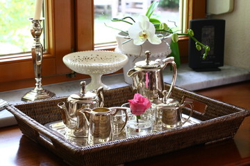 british teaservice with rose