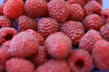 raspberries on the plate