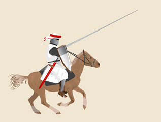 The medieval knight on a horse