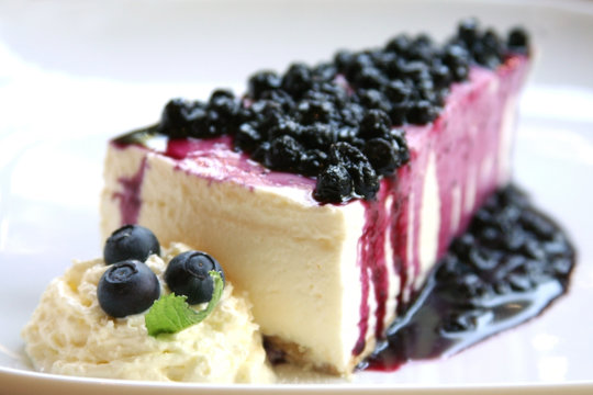 Blueberry cheesecake slice