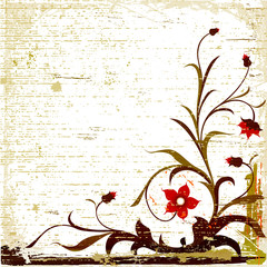 grunge floral composition